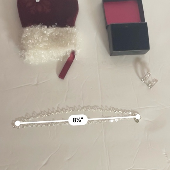 Silver Earrings and Necklace with Maroon Colored Mitten Case - Picture 8 of 9